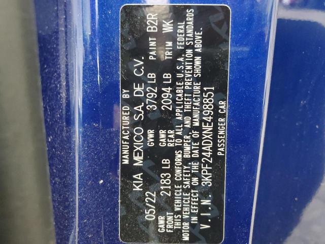 2022 KIA FORTE FE #3303779454