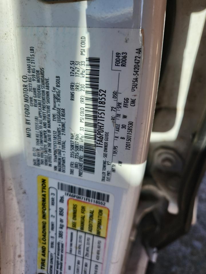 Lot #3311673257 2015 FORD FUSION SE