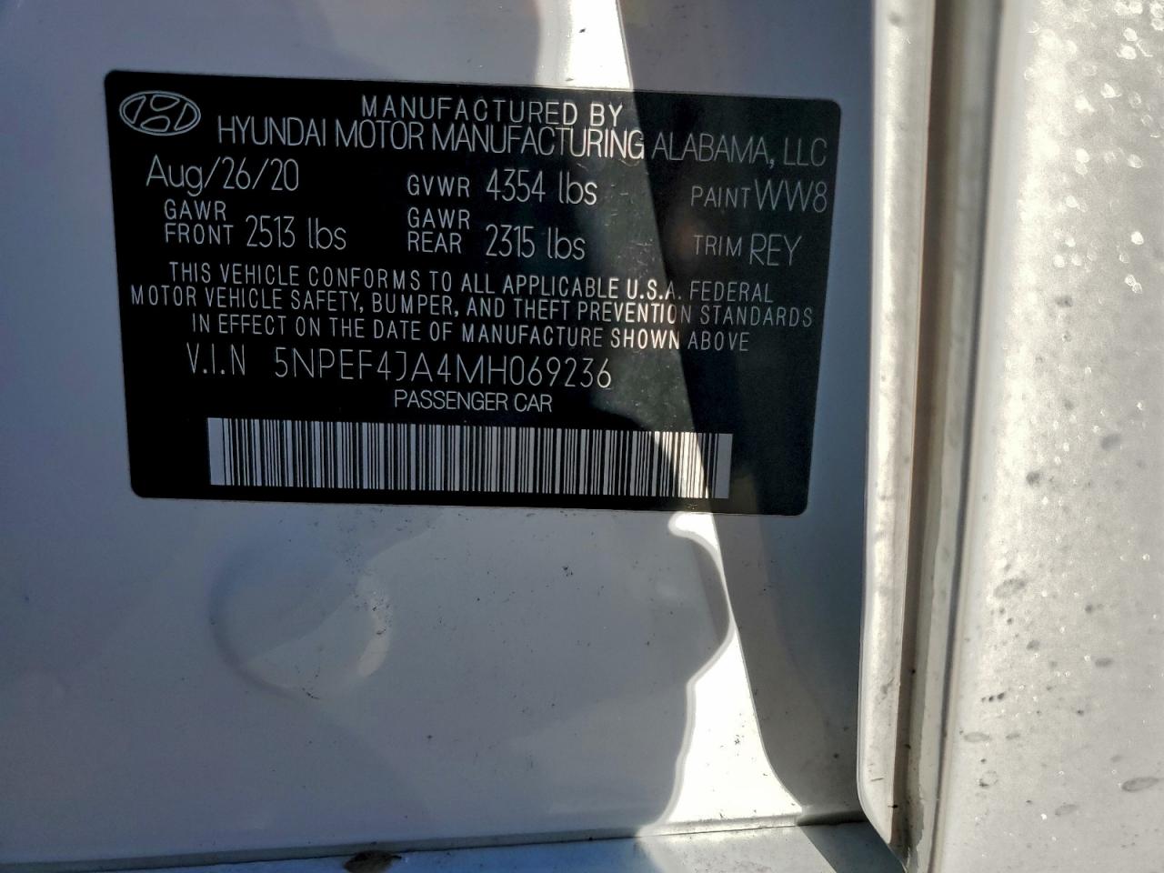 Lot #3311725217 2021 HYUNDAI SONATA SEL