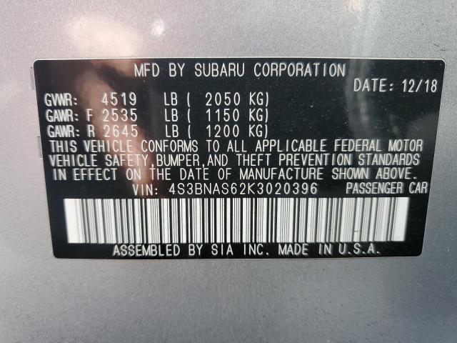 2019 SUBARU LEGACY SPO 4S3BNAS62K3020396