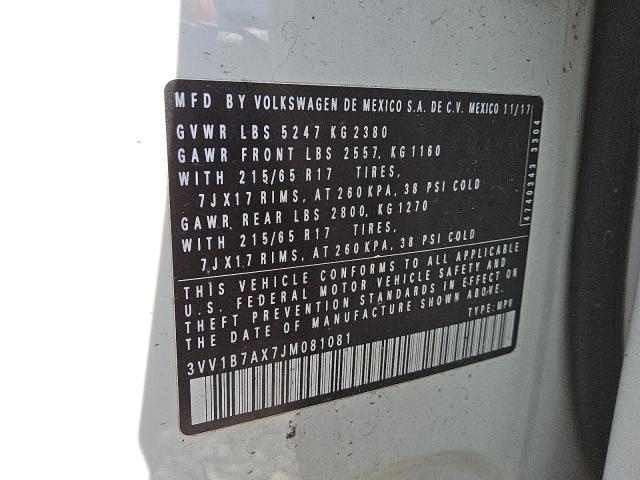 2018 VOLKSWAGEN TIGUAN S #3305389333