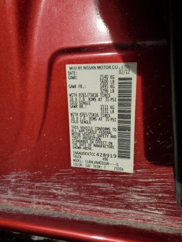 2012 NISSAN FRONTIER S - 1N6AD0EV7CC428919