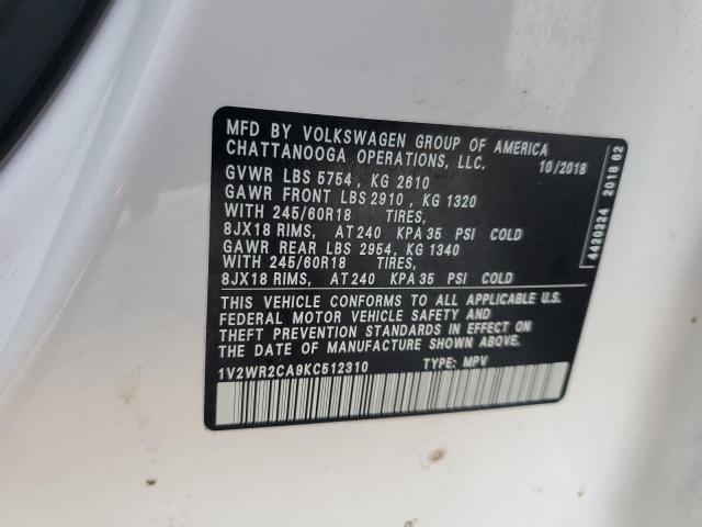 2019 VOLKSWAGEN ATLAS SE #3296294424