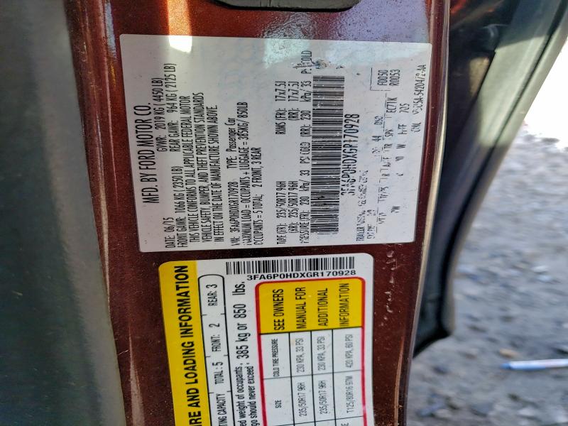 2016 FORD FUSION SE #3298093129