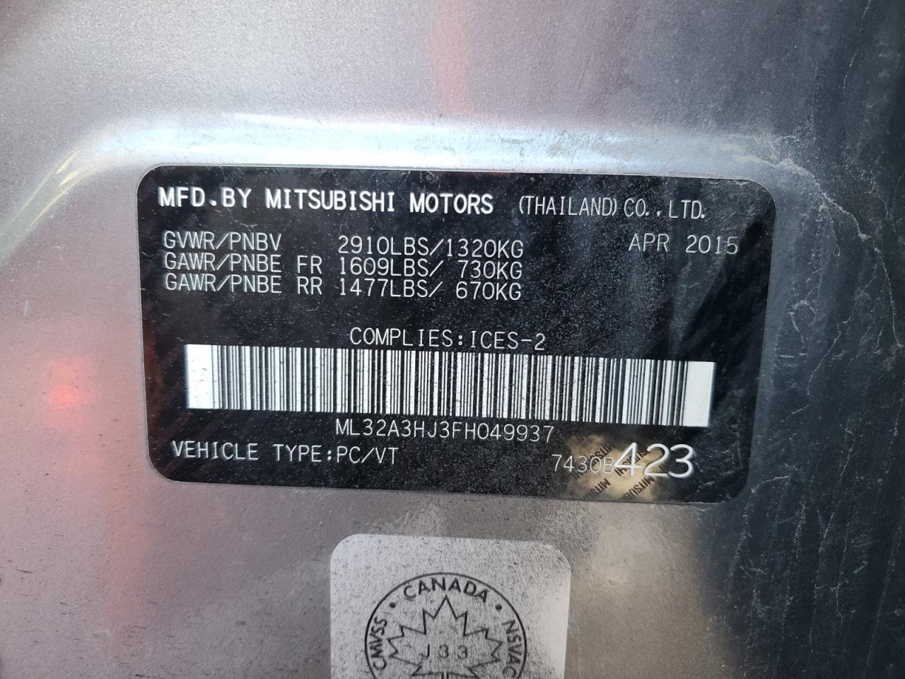 MITSUBISHI MIRAGE DE