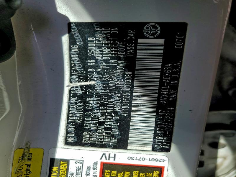 2013 TOYOTA AVALON HYB #3298084139