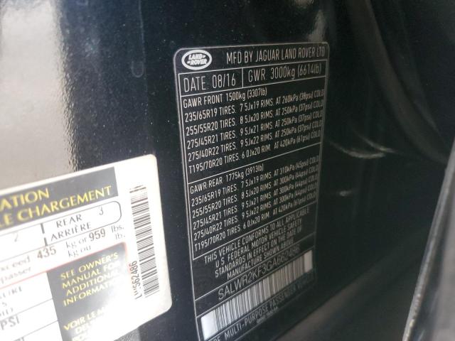 2016 LAND ROVER RANGE ROVE #3296255432