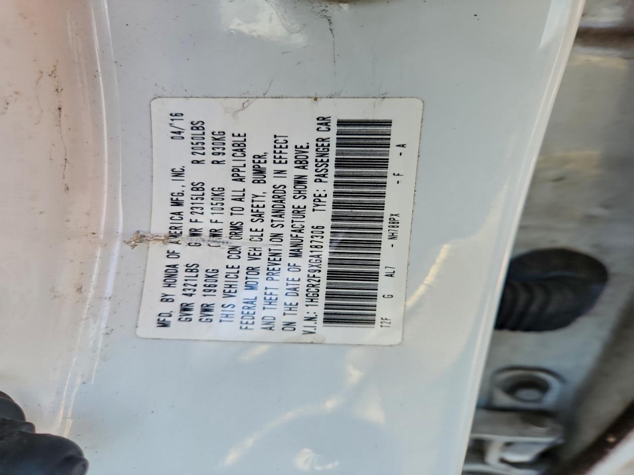 Lot #3302860911 2016 HONDA ACCORD EXL