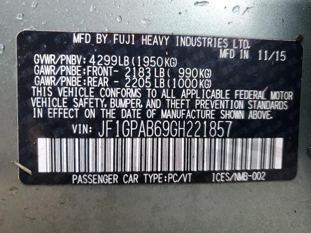 2016 SUBARU IMPREZA PR #3310343001