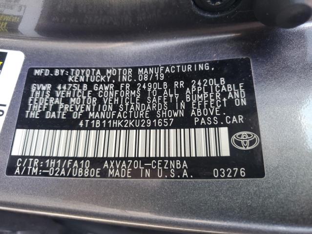 2019 TOYOTA CAMRY L - 4T1B11HK2KU291657