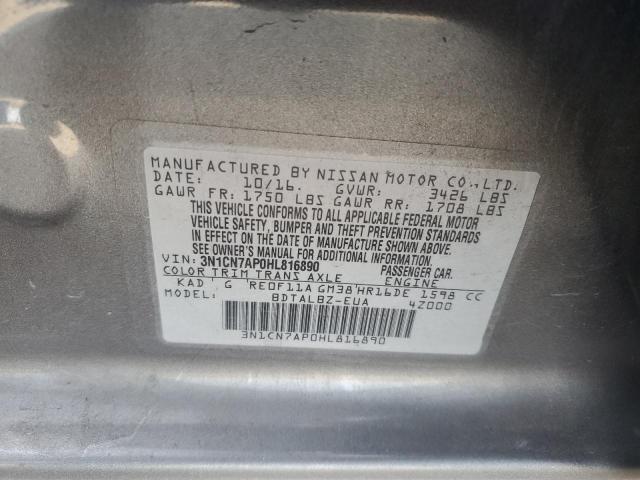 2017 NISSAN VERSA S - 3N1CN7AP0HL816890