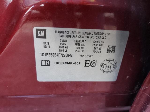 2015 CHEVROLET CRUZE LT - 1G1PE5SB4F7276847