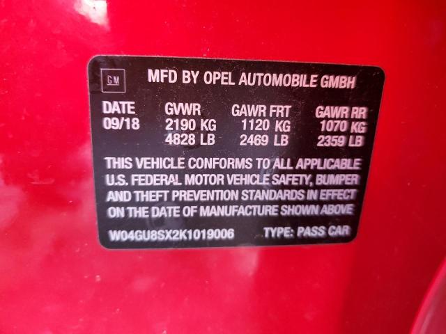 2019 BUICK REGAL TOUR W04GU8SX2K1019006