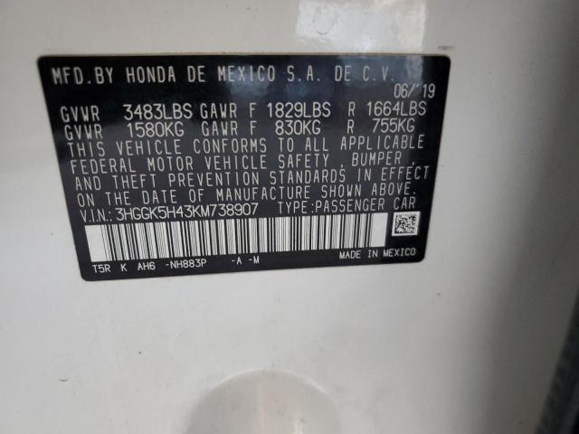 2019 HONDA FIT LX #3280300995