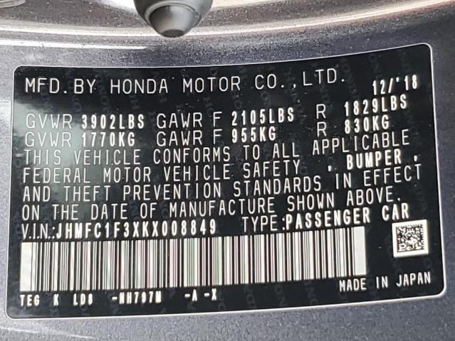 2019 HONDA CIVIC EX #3309800330