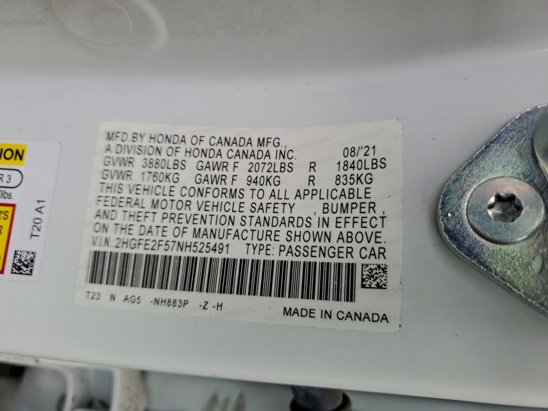 2022 HONDA CIVIC SPOR #3294361902