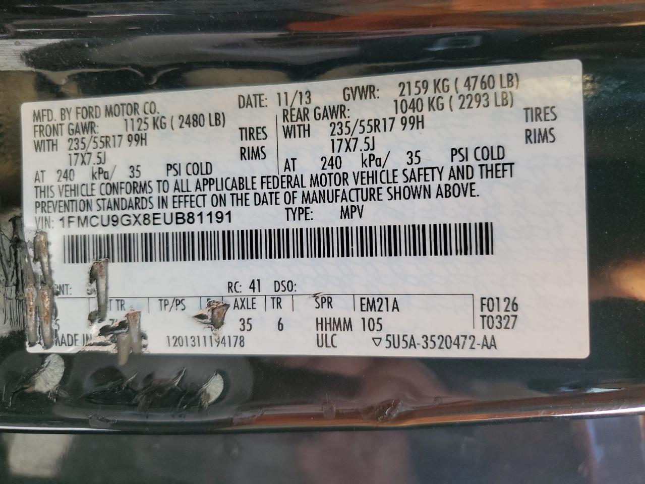 Lot #3301608643 2014 FORD ESCAPE SE