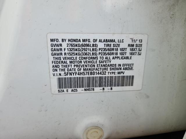 2014 HONDA PILOT EXL #3282375257