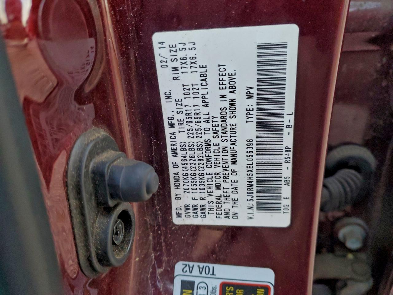 Lot #3305417434 2014 HONDA CR-V EX