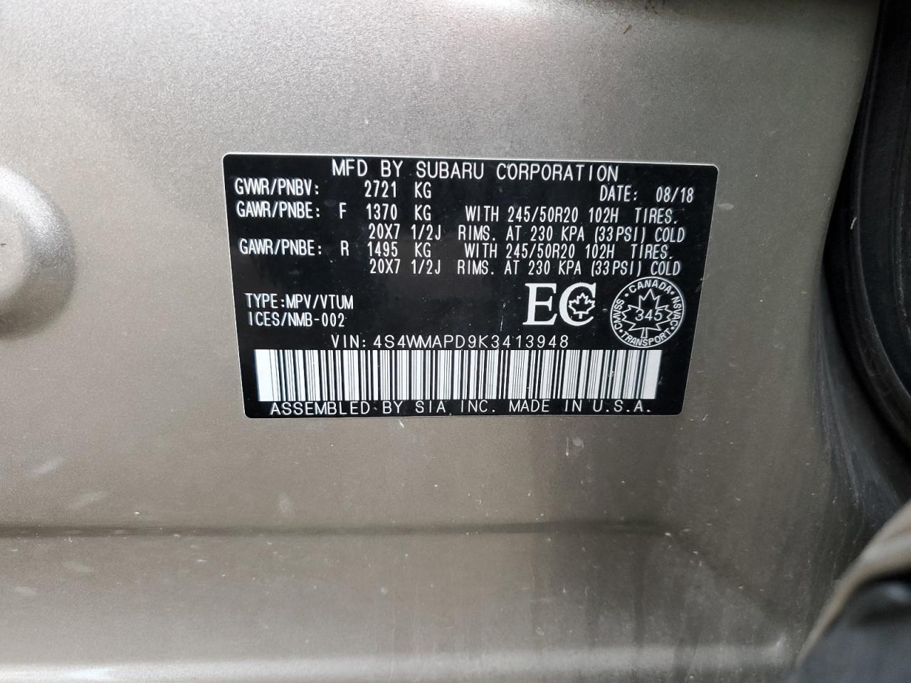 SUBARU ASCENT LIMITED