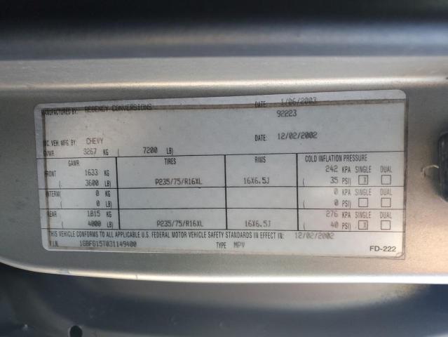 2003 CHEVROLET EXPRESS G1 #3280275996