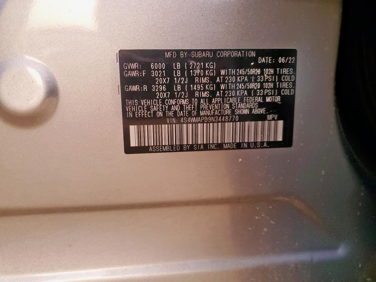 SUBARU ASCENT LIMITED