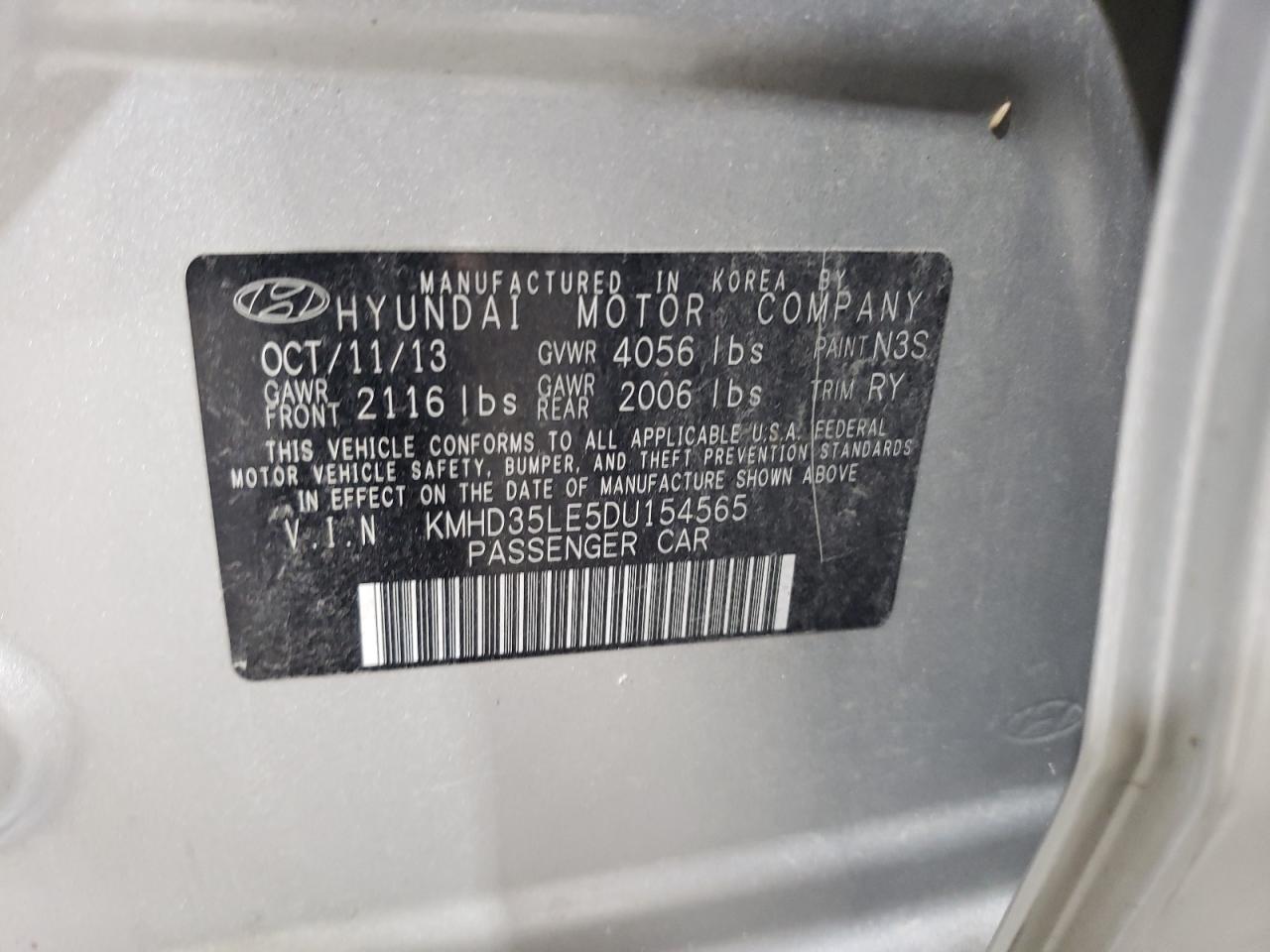 Lot #3301797352 2013 HYUNDAI ELANTRA GT