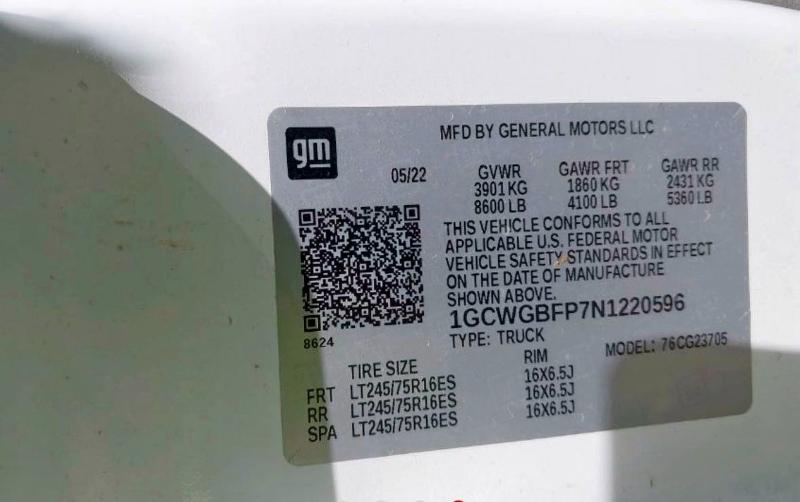 2022 CHEVROLET EXPRESS G2 #3287437001