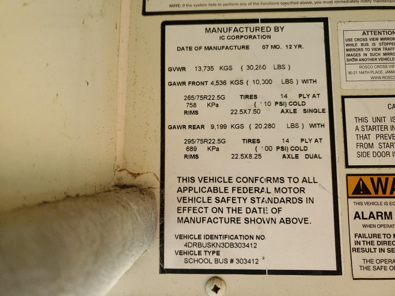 Lot #3285637329 2013 IC CORPORATION CE SERIES SCHOOL