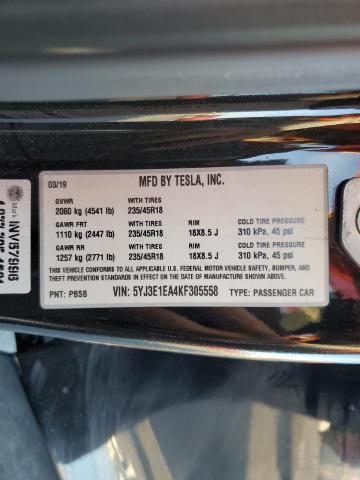 2019 TESLA MODEL 3 - 5YJ3E1EA4KF305558