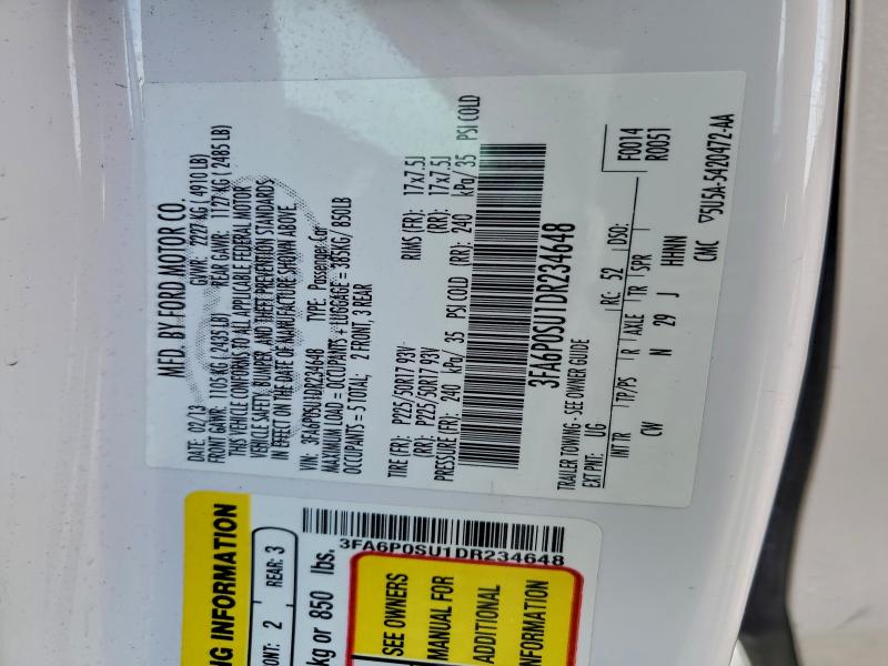 2013 FORD FUSION TIT #3304004654