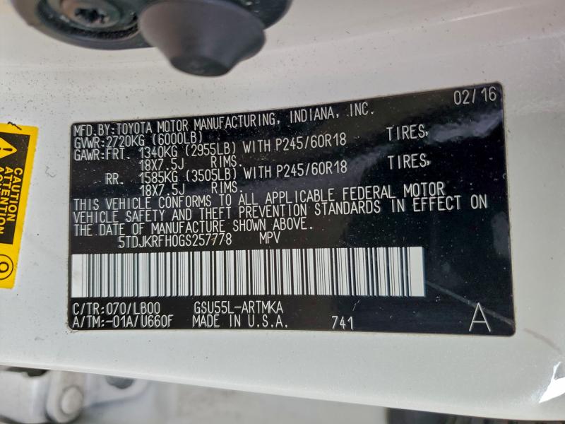 2016 TOYOTA HIGHLANDER #3302949609