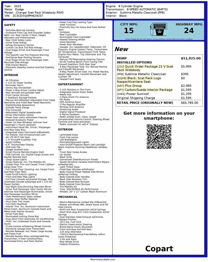 2023 DODGE CHARGER SC #3295922403