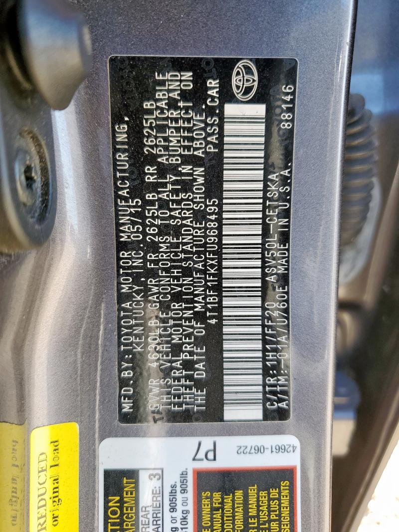 2015 TOYOTA CAMRY LE #3296385649