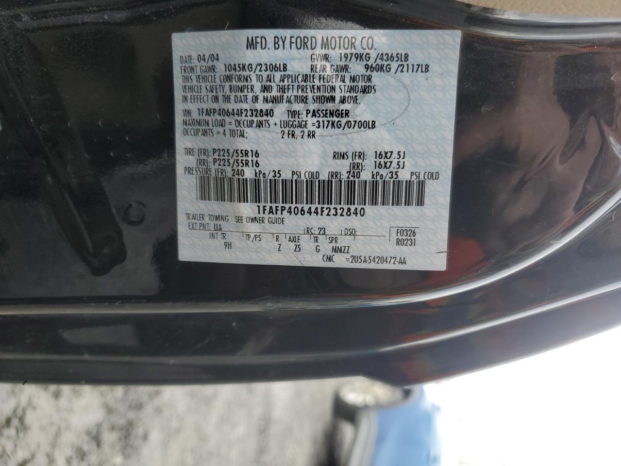 Lot #3282722293 2004 FORD MUSTANG