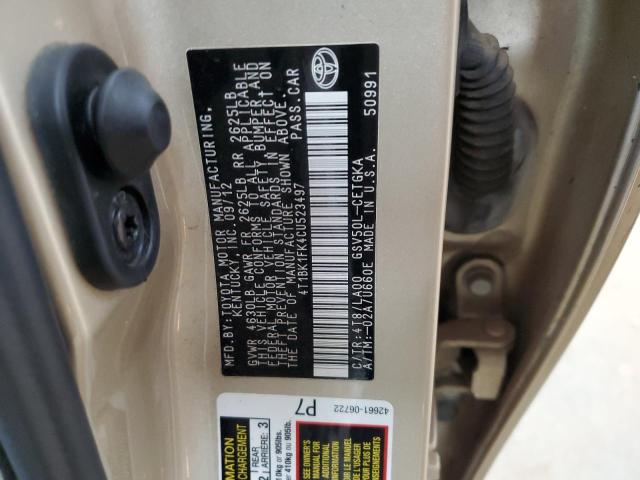 2012 TOYOTA CAMRY SE - 4T1BK1FK4CU523497