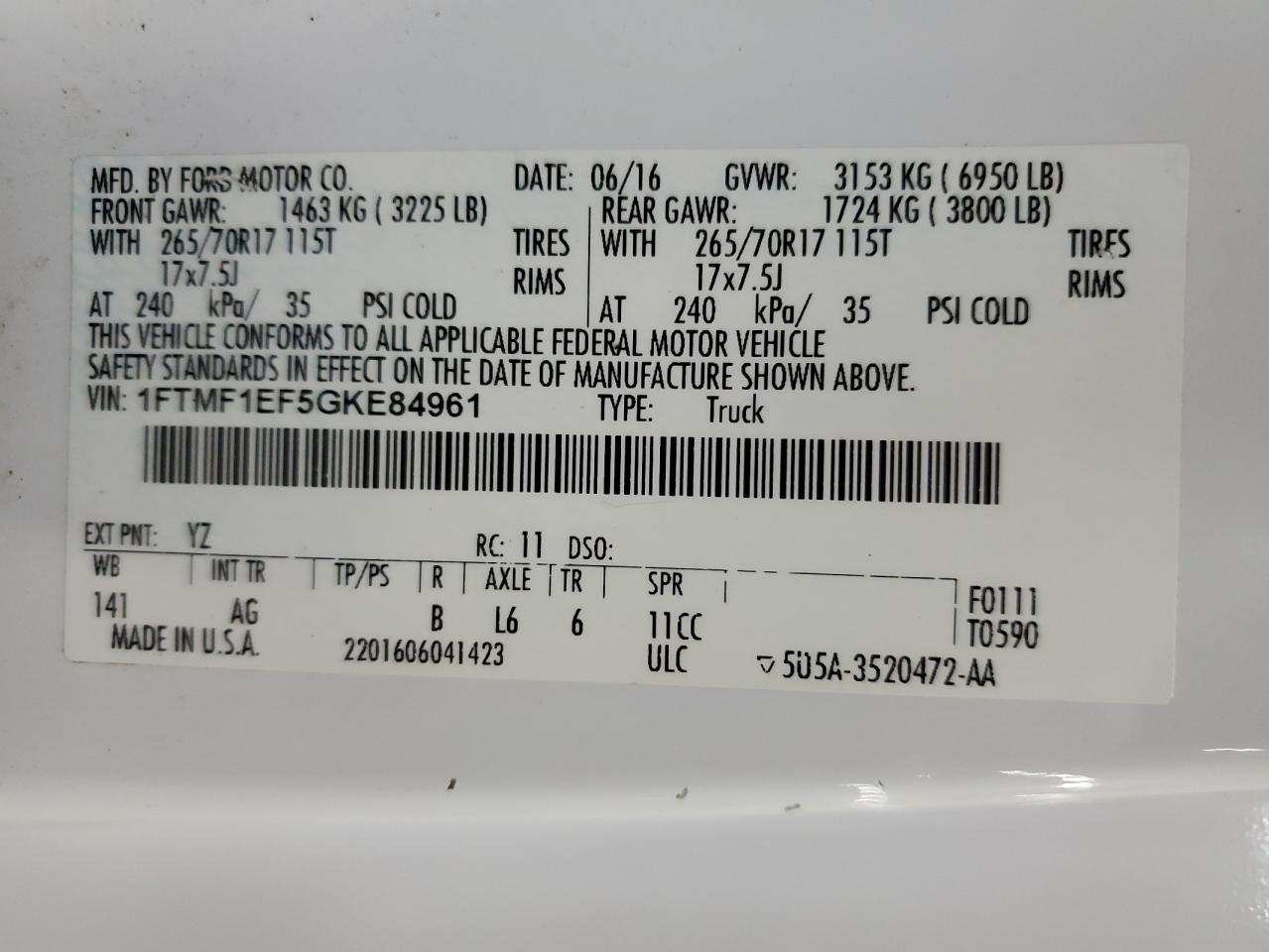 Lot #3284708997 2016 FORD F150