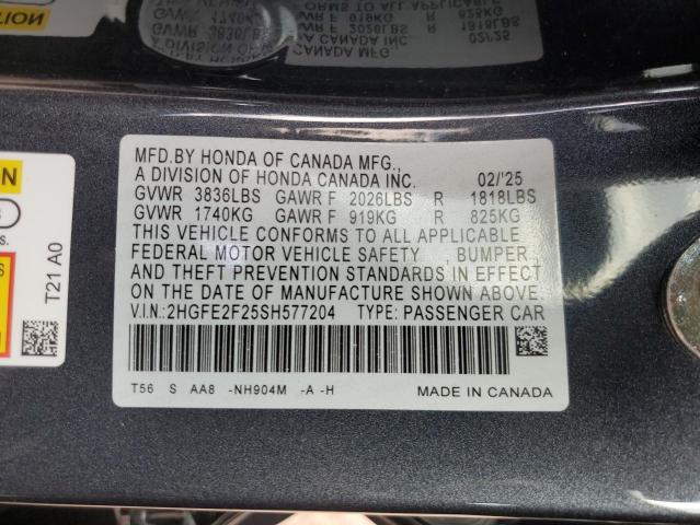 2025 HONDA CIVIC LX #3287628051