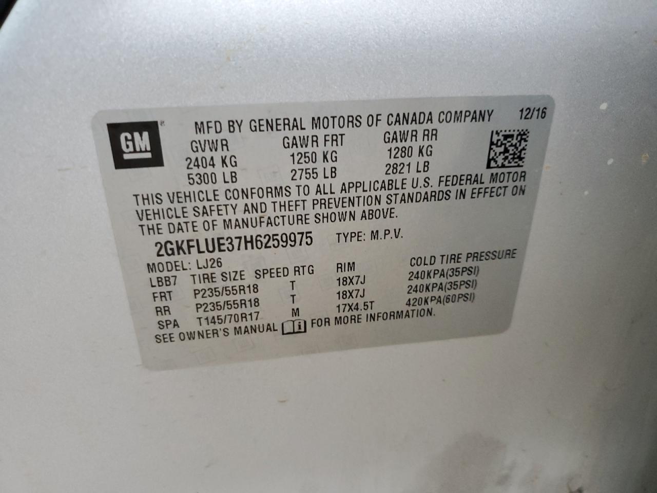 Lot #3302904999 2017 GMC TERRAIN SL