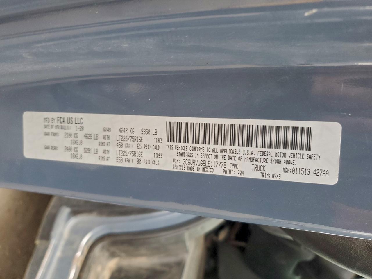 Lot #3302749034 2020 RAM PROMASTER