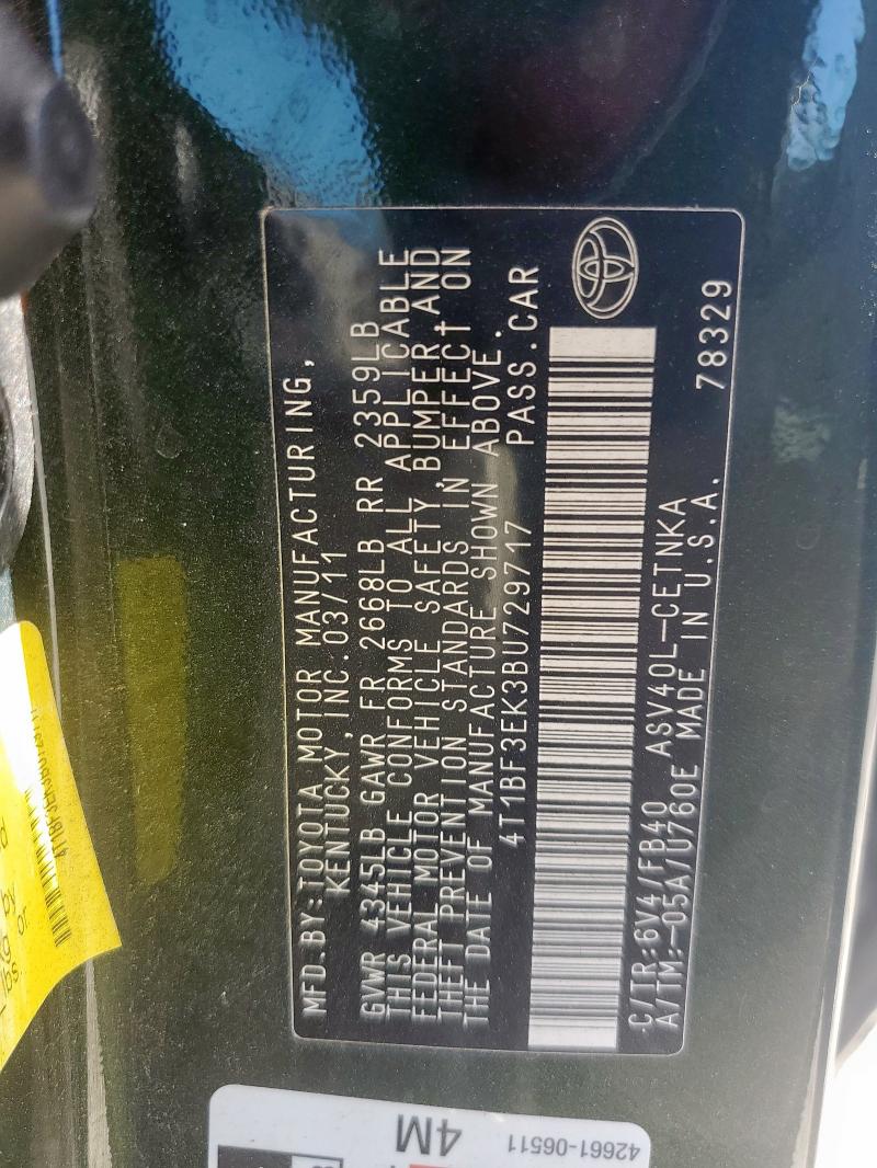 2011 TOYOTA CAMRY BASE #3309808395