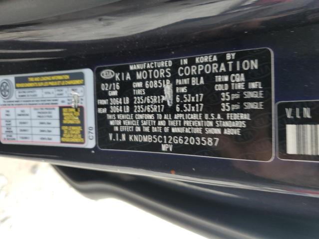 2016 KIA SEDONA LX #3304579449
