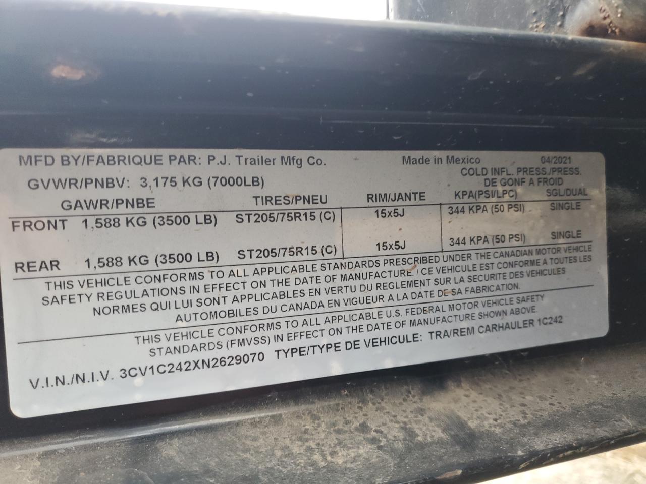 Lot #3285524323 2022 PJTR TRAILER