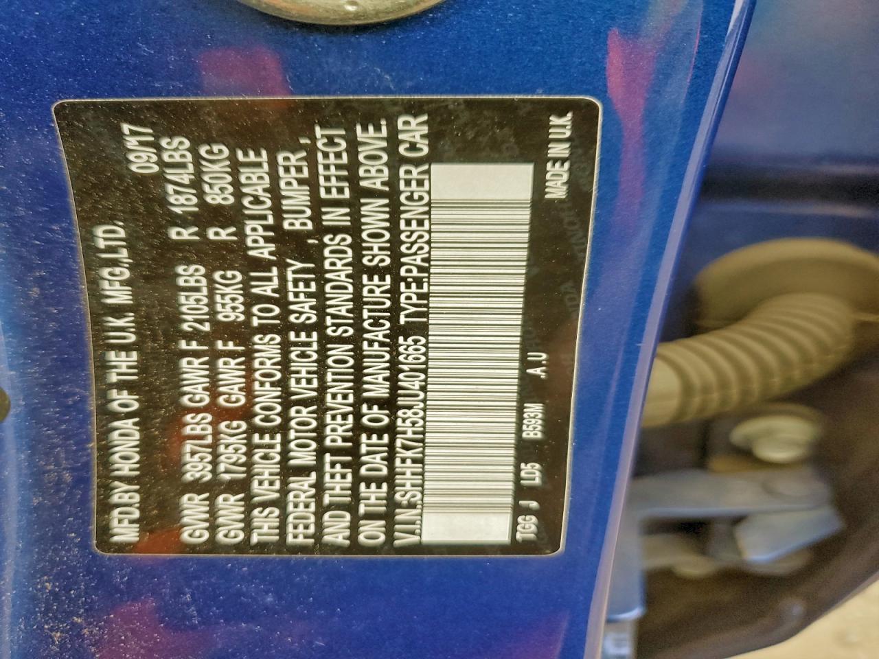 Lot #3301847445 2018 HONDA CIVIC EX