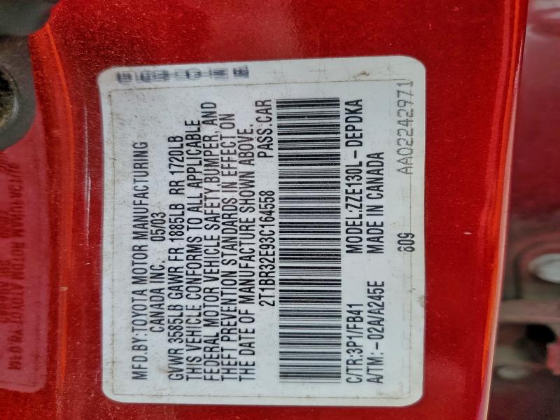 2003 TOYOTA COROLLA CE #3302765356