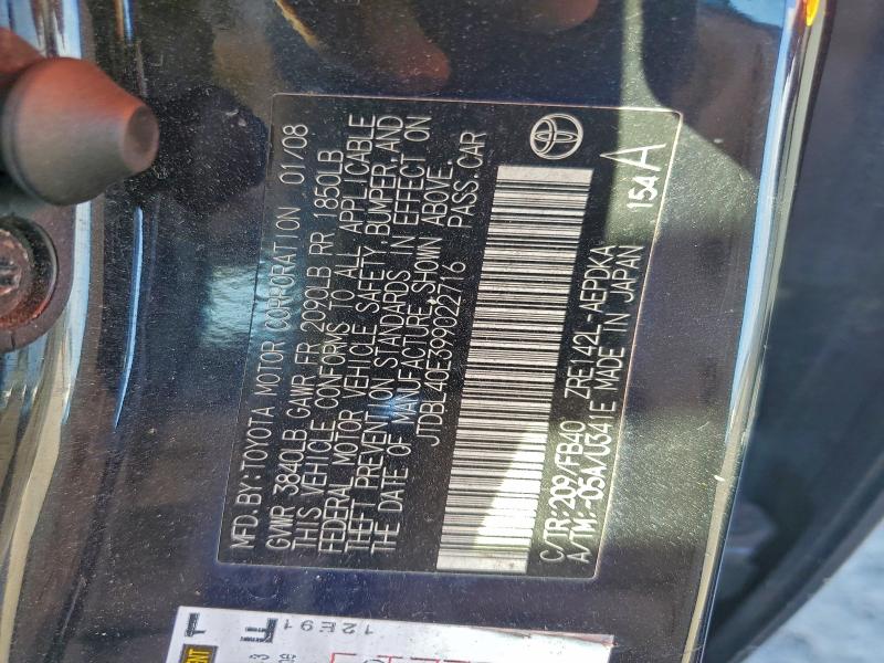 2009 TOYOTA COROLLA BA #3305237016