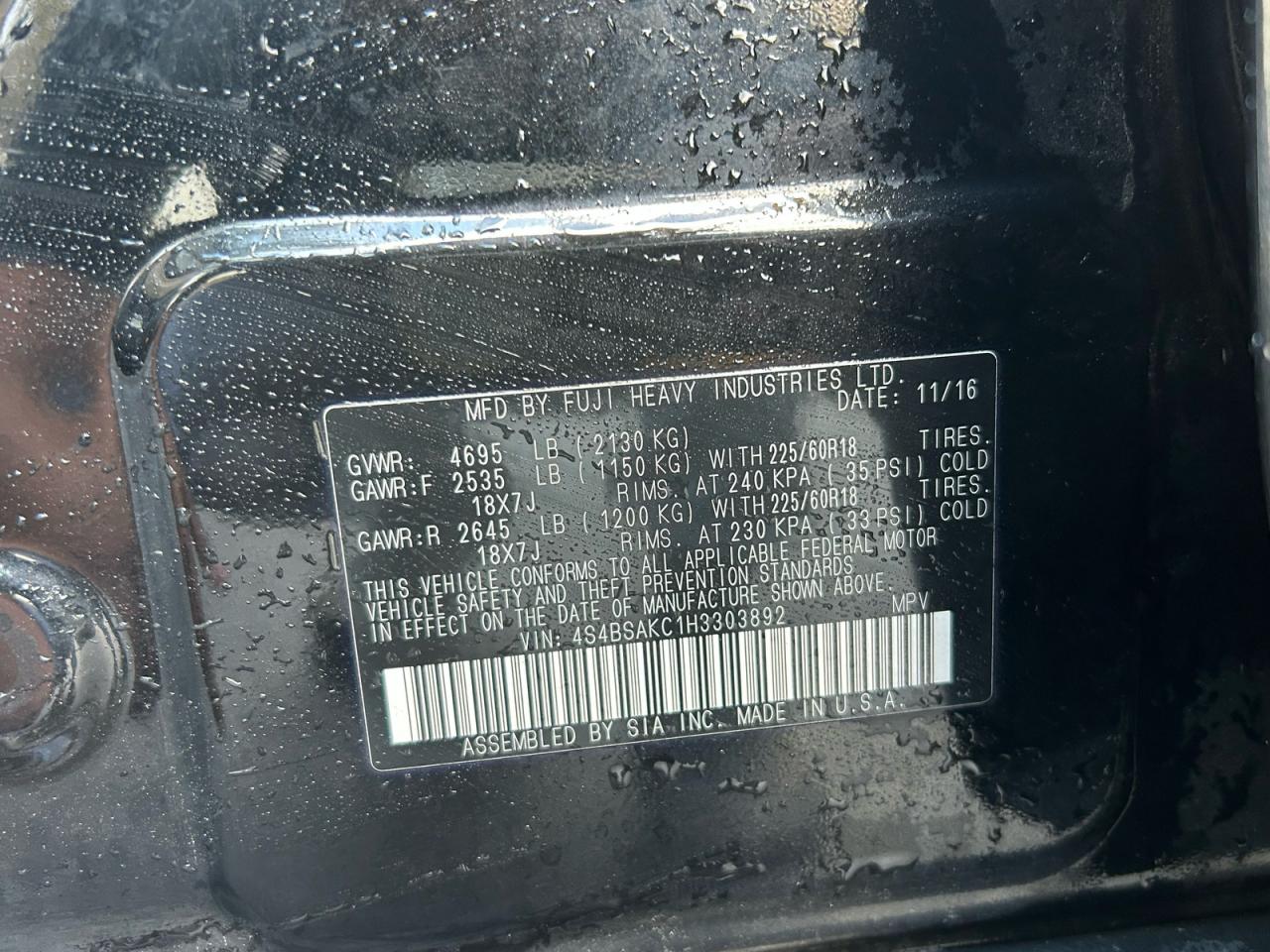 SUBARU OUTBACK 2.5I LIMITED