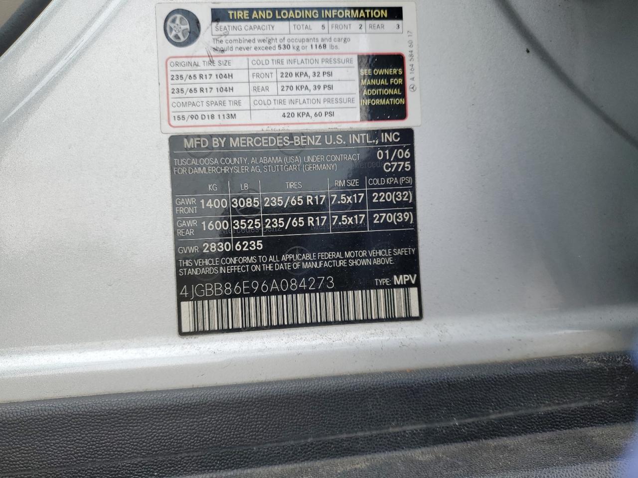 Lot #3291170998 2006 MERCEDES-BENZ ML 350