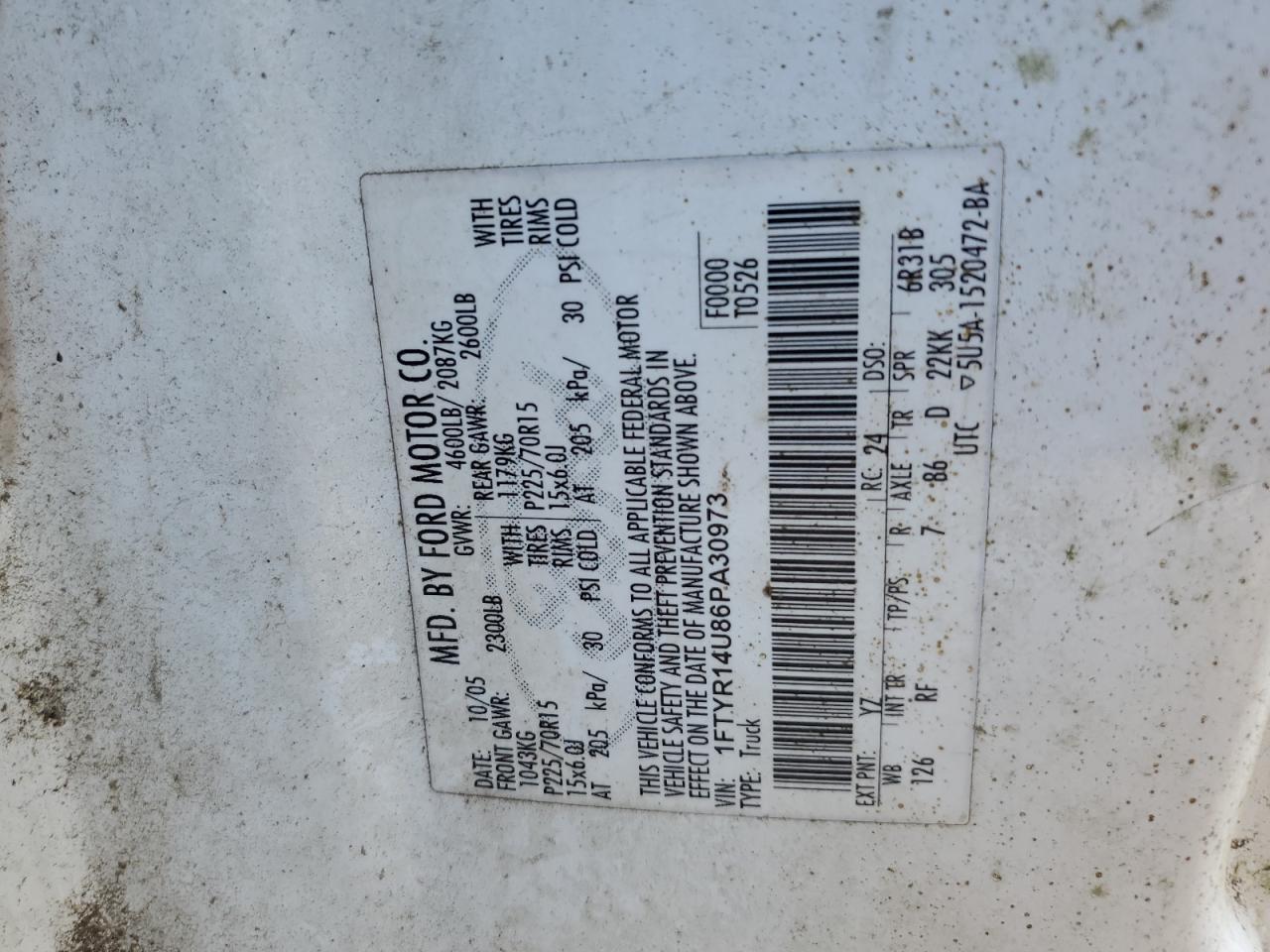 Lot #3305370311 2006 FORD RANGER SUP