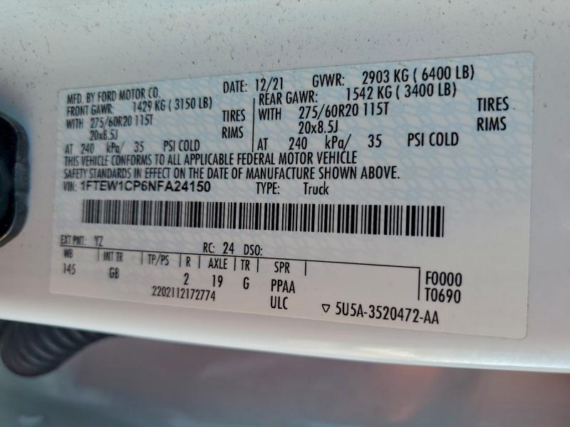 2022 FORD F150 SUPER #3303386159